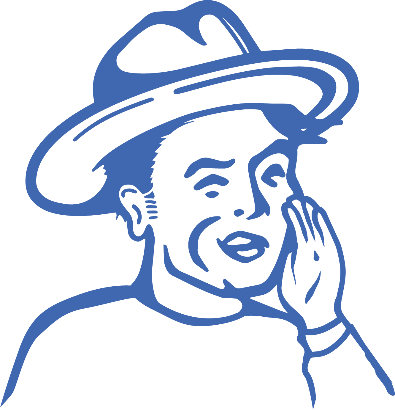 Blue illustration of a person in a hat, featured in branding for purchasing ALP nicotine pouches online.