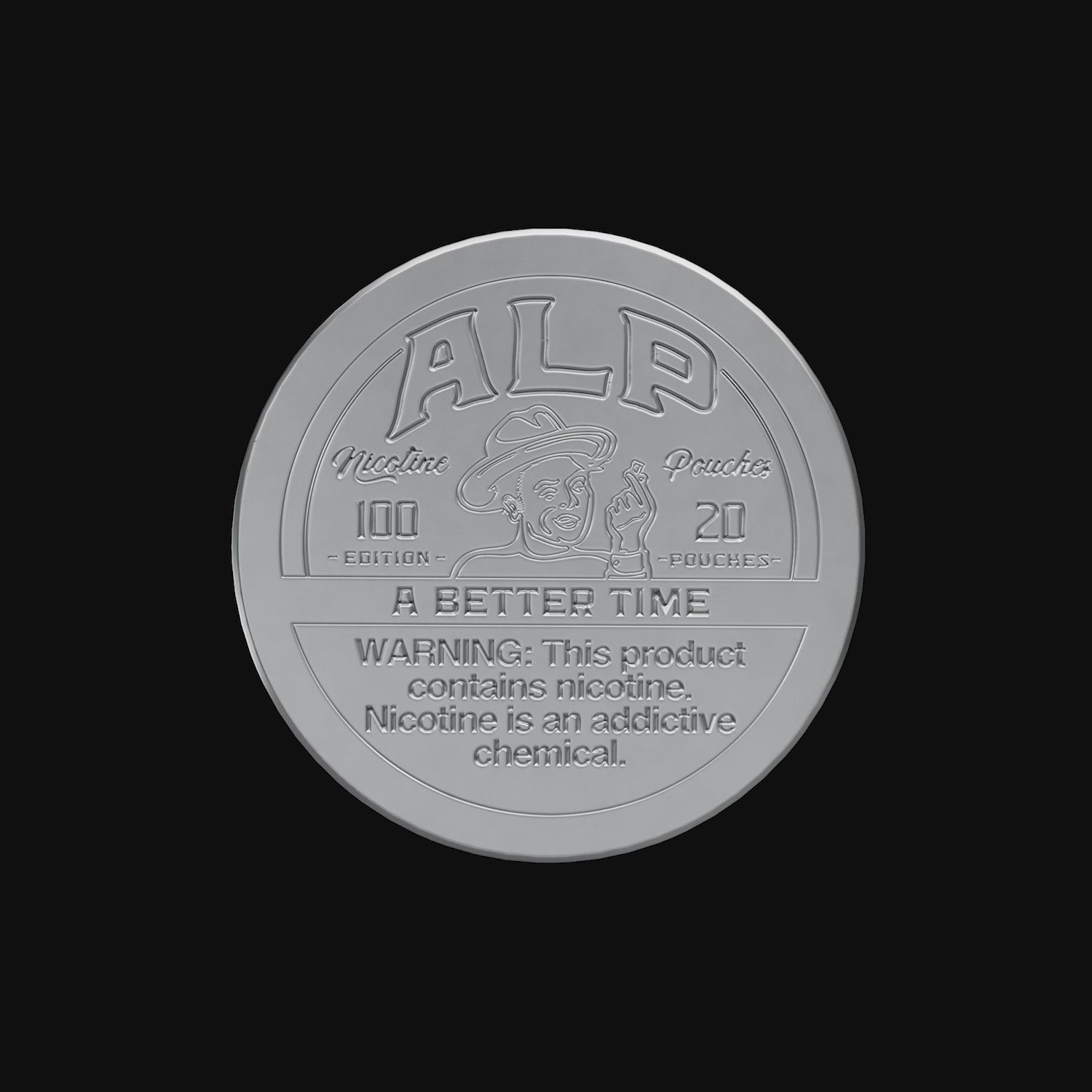 Limited edition silver-colored aluminum tin by ALP, signed by Tucker, crafted with exceptional design and limited to 100 pieces.