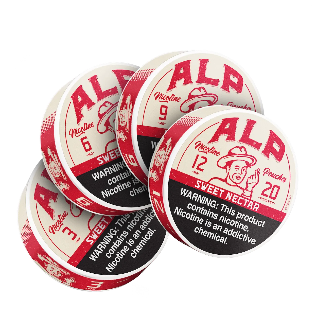 ALP Sweet Nectar nicotine pouches in varying nicotine strengths