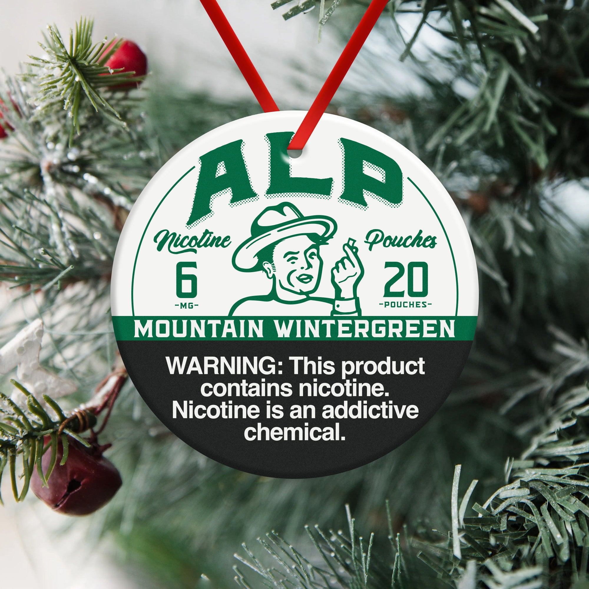 Mountain Wintergreen Ceramic Ornament